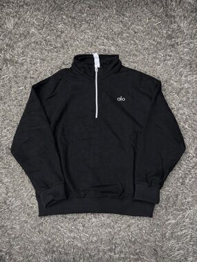 ALO Yoga Men's Black Quarter Zip Pullover Sweatshirt
